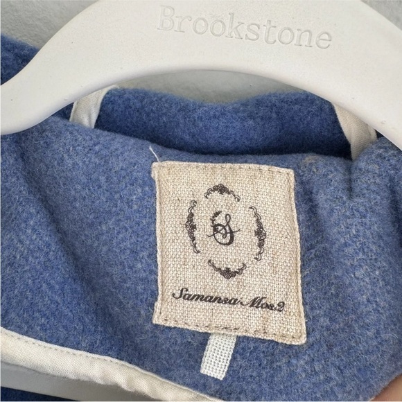 Samansa Mos2 Blue Duffle Pea Coat Wool Blend Size Medium - Picture 10 of 15